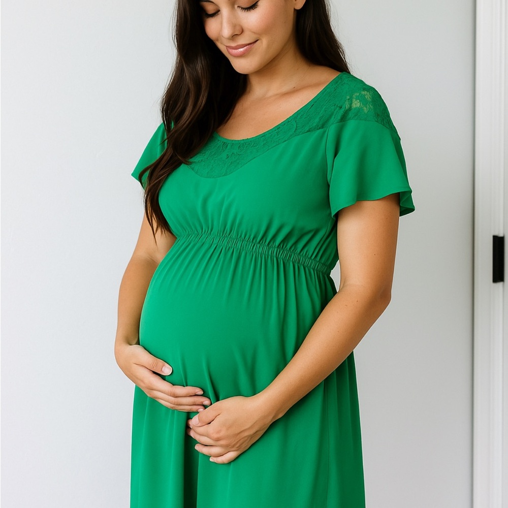 Rosie Pope Kelly Green Lace Maternity Dress